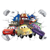 3D Brokenwall Lightning McQueen Cartoom Cars Wall Decor Decals For Boy Bedroom Kid Room Wallpaper Poster Mural Wall Stickers